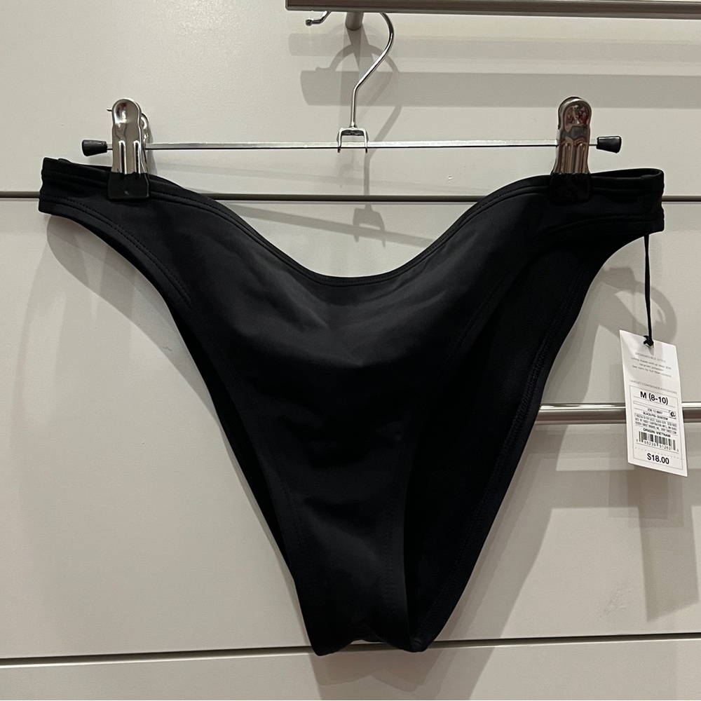 NWT Women’s Shade & Shore Target Black Bikini Bottom Extra Cheeky High Leg-MED 👙